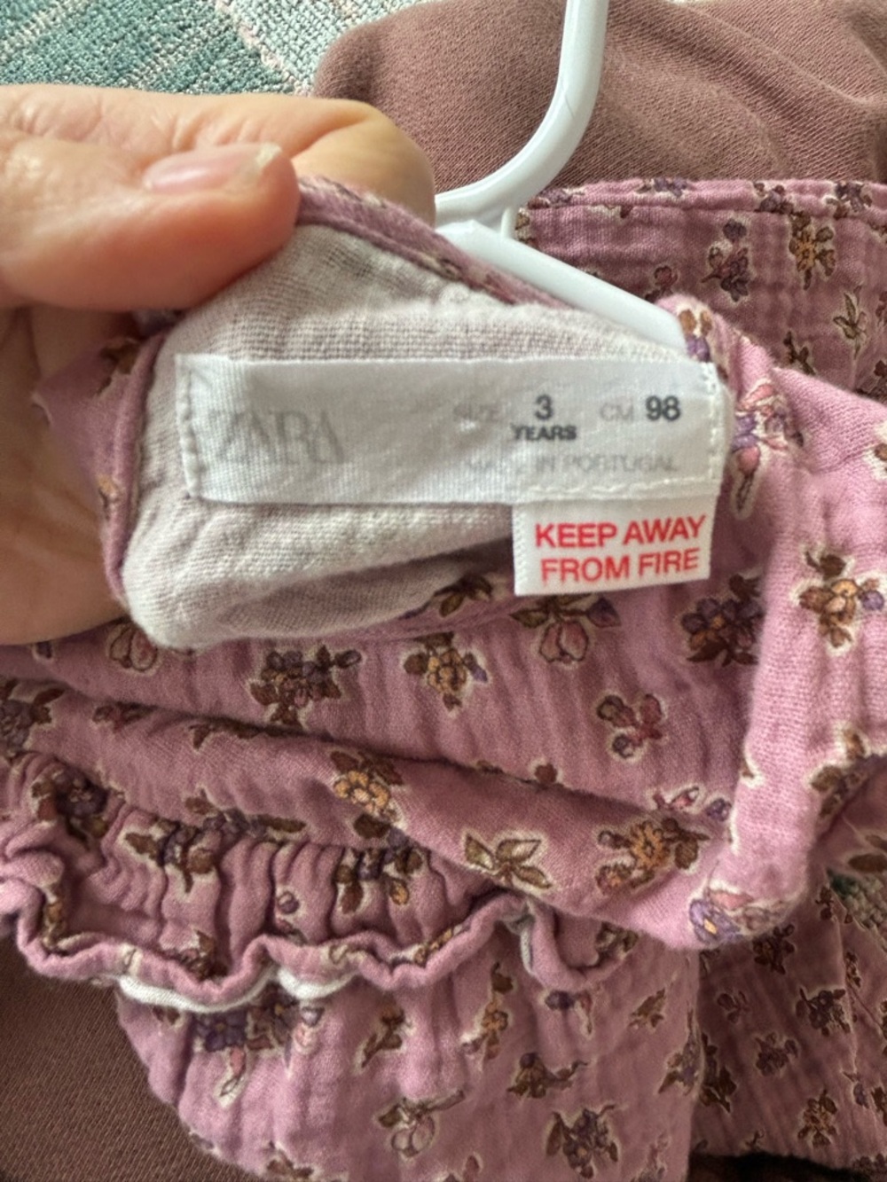 Zara Mauve Floral Ruffle Dress 100% cotton - Picture 3 of 5